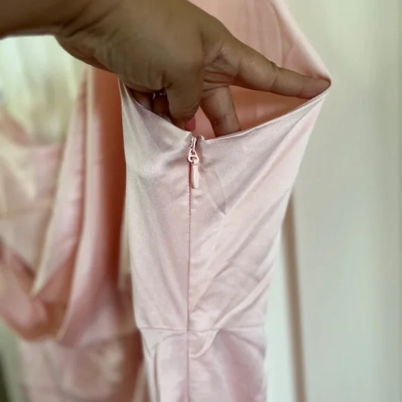 Lulus Dreaming of Elegance Blush Pink Satin One - Shoulder Maxi Dress - Picture 7 of 12